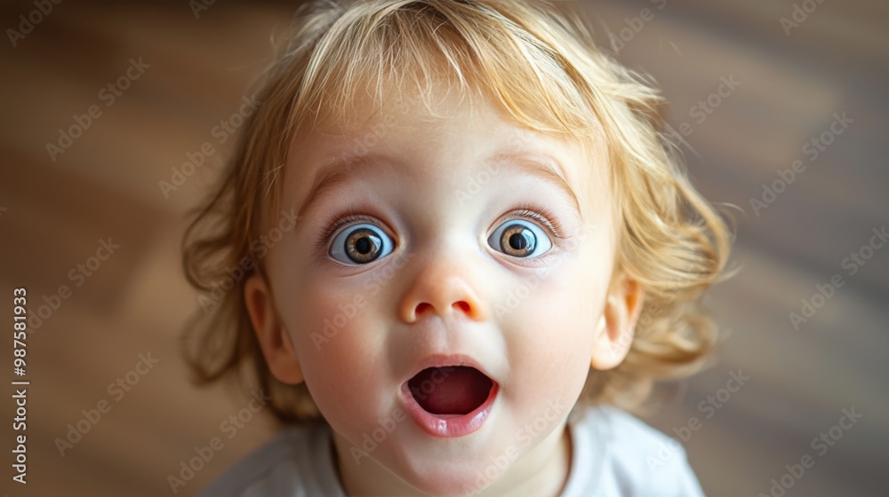 Child with a look of surprise and delight, discovering something new, eyes wide with excitement and curiosity Child with a look of surprise and delight, discovering something new, eyes wide with excitement and curiosity