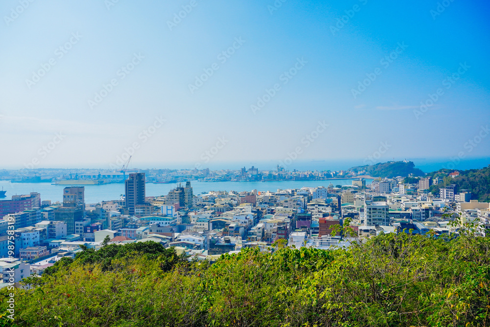 Kaohsiung, Taiwan, Republic of China, 01 25 2024: The landscape of Kaosiung port harbor, downtown, taiwan strait, and shoushan mountain Kaohsiung, Taiwan, Republic of China, 01 25 2024: The landscape of Kaosiung port harbor, downtown, taiwan strait, and shoushan mountain