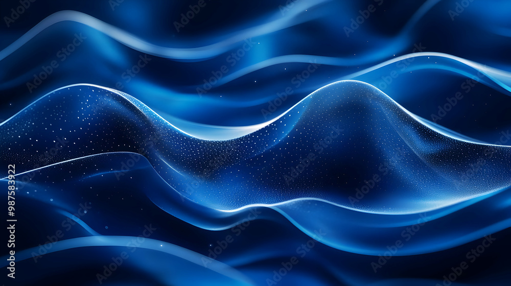 Abstract Blue 3D Wave Background - Digital Art Abstract Blue 3D Wave Background - Digital Art
