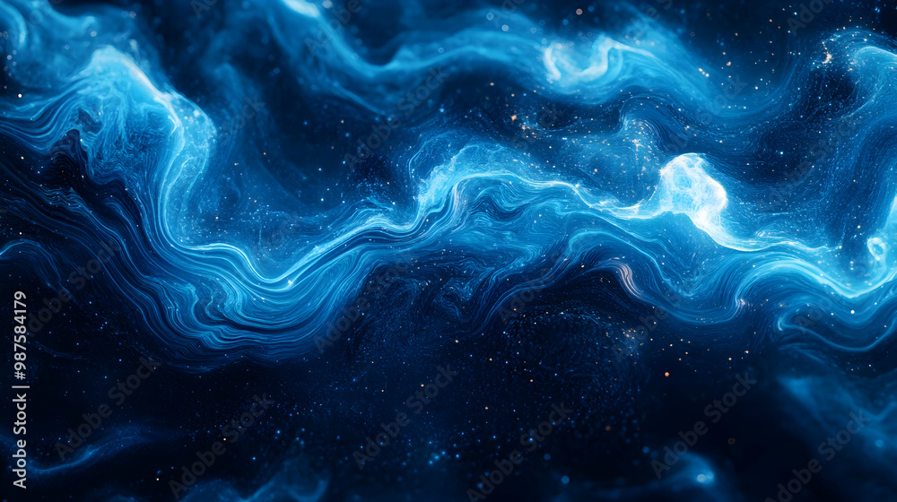 Abstract Blue Swirling Background with Sparkles Abstract Blue Swirling Background with Sparkles