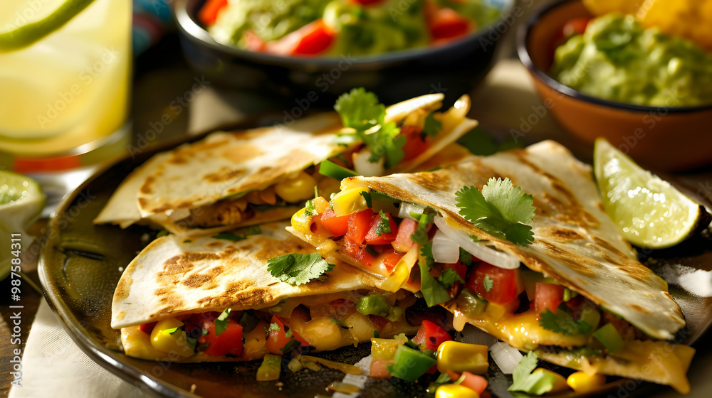 Delicious Mexican Quesadillas with Guacamole and Cilantro Delicious Mexican Quesadillas with Guacamole and Cilantro
