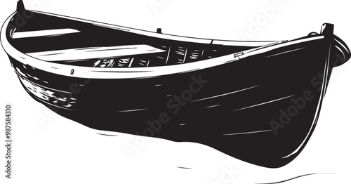 wooden boat silhouette vector