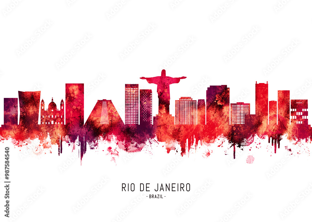 Rio de Janeiro Brazil Skyline Red