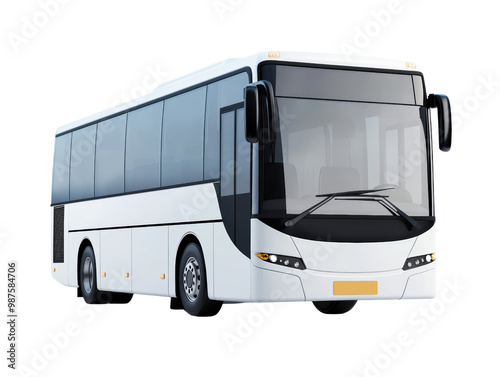 A sleek, modern white bus showcasing a streamlined design, ideal for public transport and travel purposes.