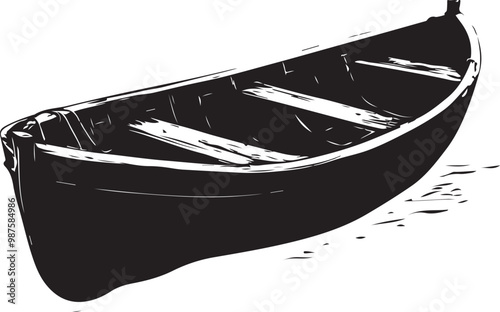 wooden boat silhouette vector