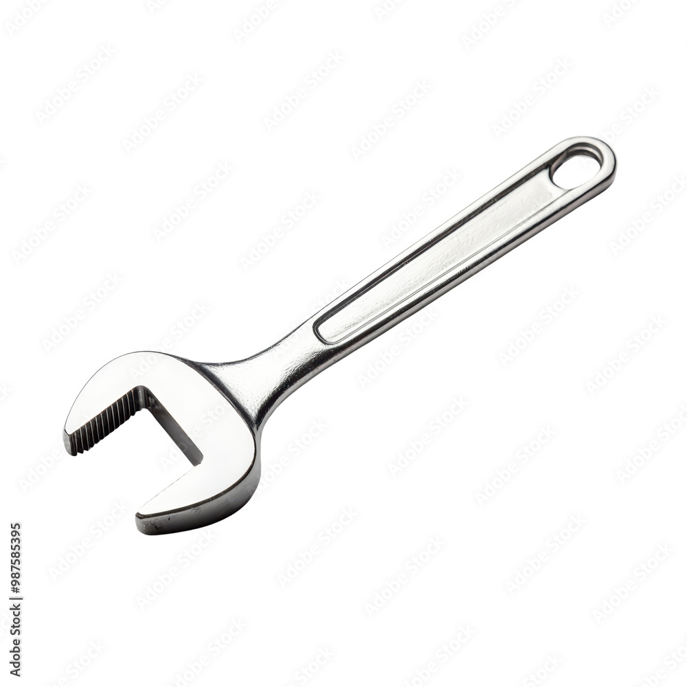 A shiny adjustable wrench on a black background, showcasing its sleek design and functionality. A shiny adjustable wrench on a black background, showcasing its sleek design and functionality.