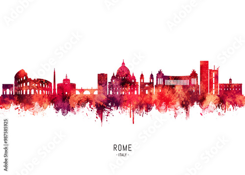 Photography Rome Italy Skyline Red