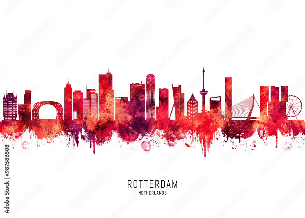 Rotterdam Netherlands Skyline Red Rotterdam Netherlands Skyline Red