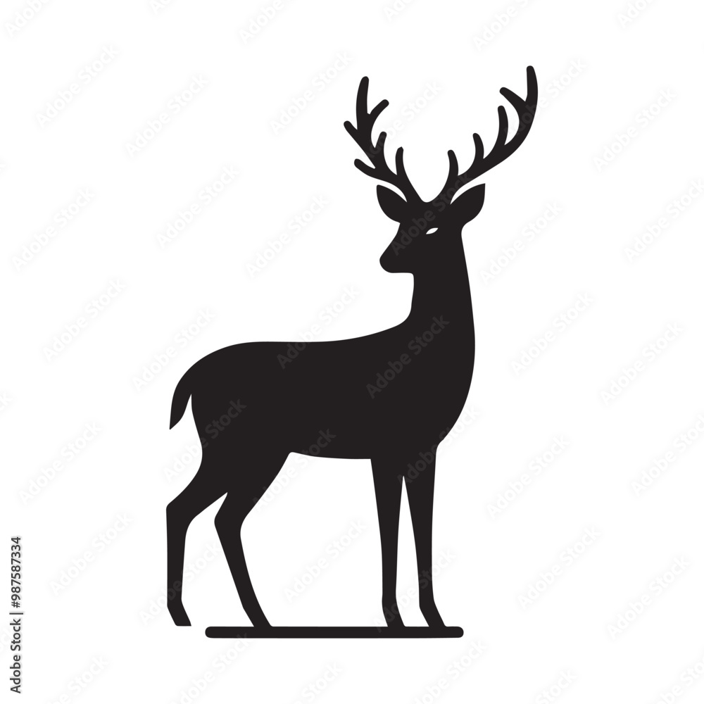 Fototapeta premium deer logo black icon cartoon deer animal on a plain white background vector logo