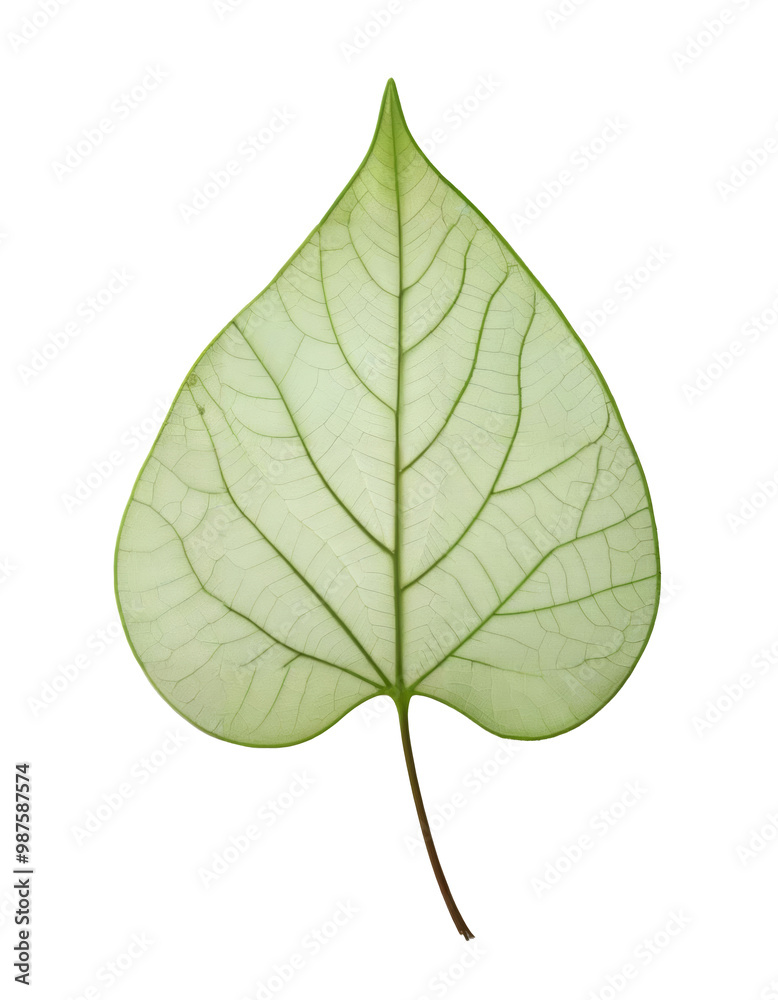 Obraz premium Glossy Green Leaf with Detailed Veins Against Transparent Background
