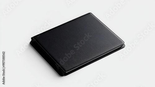 Elegant black wallet on a minimalist background, perfect for showcasing accessories in lifestyle or fashion photography.