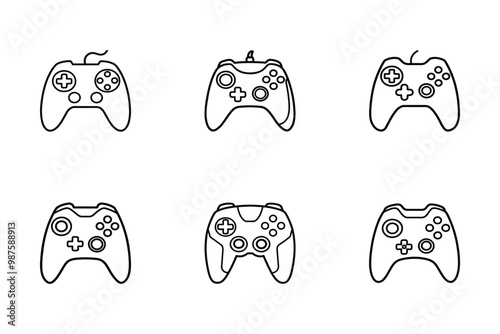 Gaming icon bundle set in creative silhouette style vector