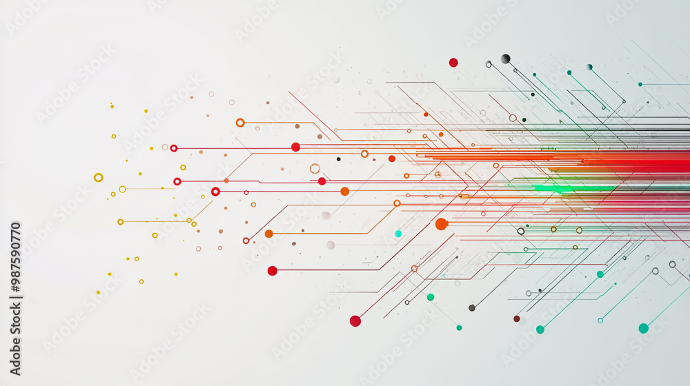 Abstract white background with Colorful geometric and circle lines. Digital future technology . Abstract business connection of lines from nodes innovation of communication in the network. Abstract white background with Colorful geometric and circle lines. Digital future technology . Abstract business connection of lines from nodes innovation of communication in the network.