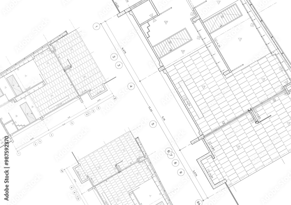 Floor plan designed building on the drawing. Floor plan designed building on the drawing.