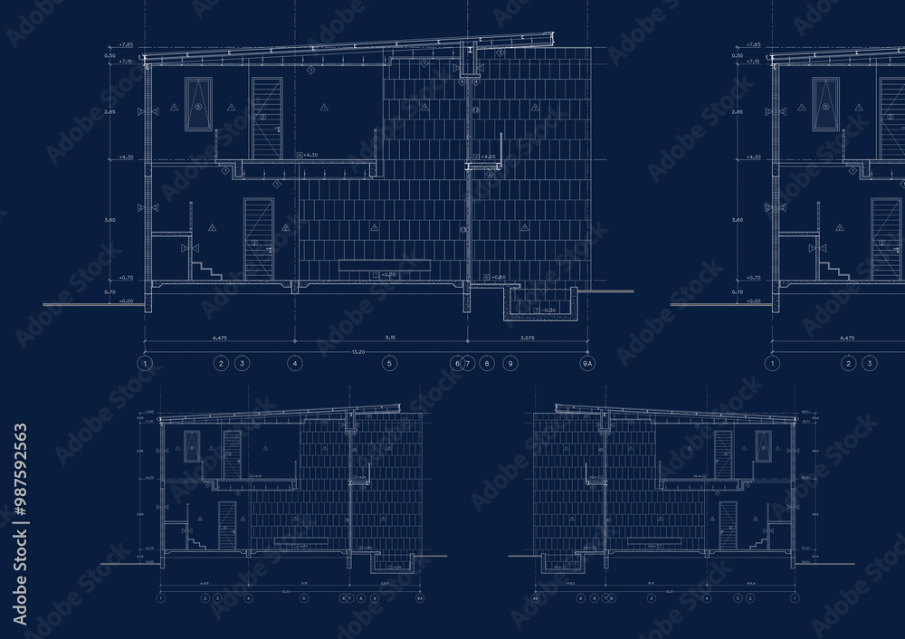 Floor plan designed building on the drawing. Floor plan designed building on the drawing.