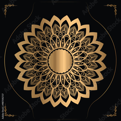 Luxury mandala design gold color Vector