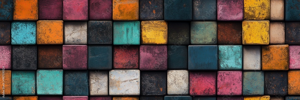 Multicolored pastel block background tiled design pattern Multicolored pastel block background tiled design pattern