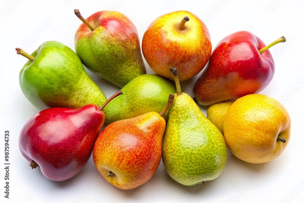 Colorful Clip Art Pears Set on White Background for Fresh Fruit Illustrations and Designs Colorful Clip Art Pears Set on White Background for Fresh Fruit Illustrations and Designs