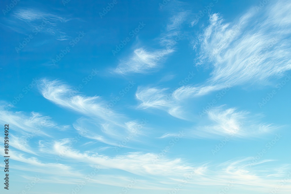 A vibrant sky featuring soft, wispy clouds drifting against a bright blue backdrop, perfect for nature and weather themes. A vibrant sky featuring soft, wispy clouds drifting against a bright blue backdrop, perfect for nature and weather themes.