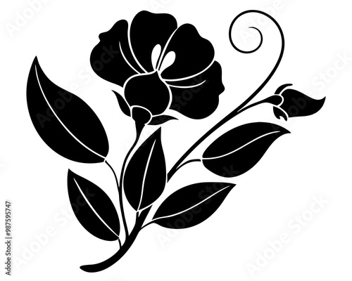 Sweet Pea flower icon silhouette vector illustration