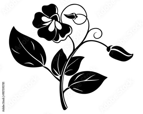 Sweet Pea flower icon silhouette vector illustration photo