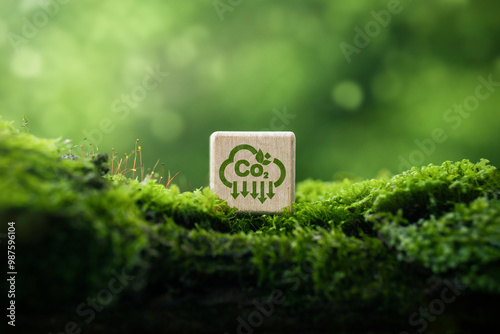 Carbon reduction, carbon neutrality concept, sustainable development of carbon credits and green businesses from renewable energy, net zero greenhouse gas emissions target photo