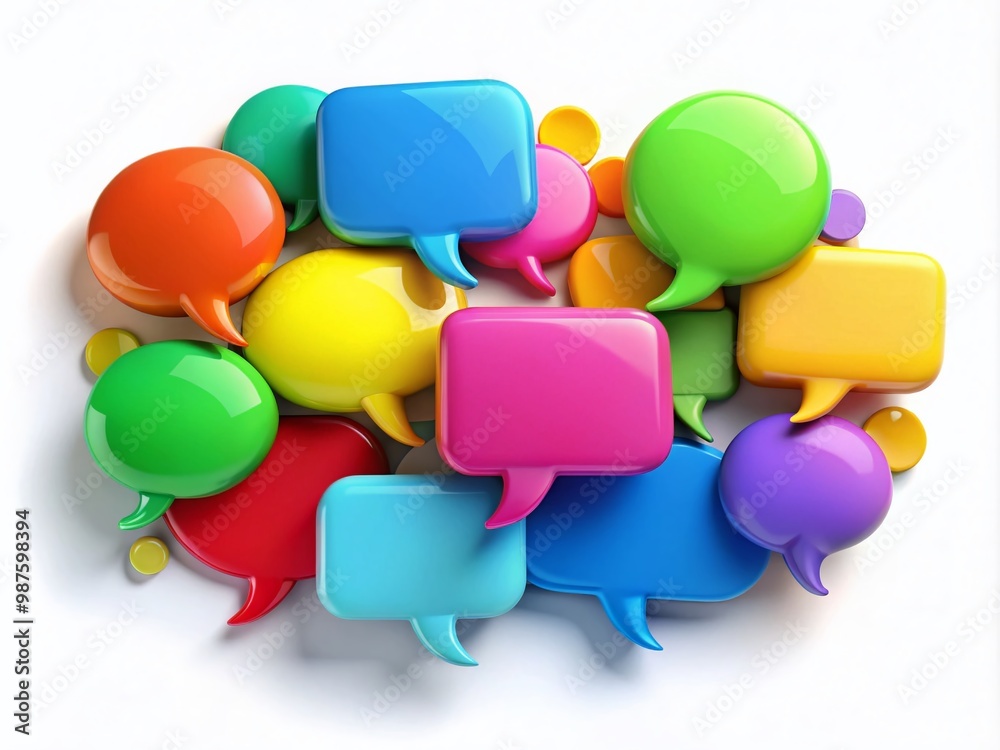Colorful Clip Art Speech Bubbles with Different Shapes for Communication and Dialogue Concepts Colorful Clip Art Speech Bubbles with Different Shapes for Communication and Dialogue Concepts