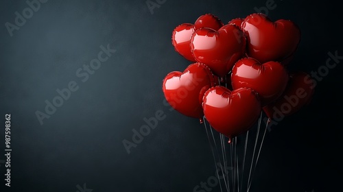 Wallpaper Mural Realistic Love balloon background, celebration, valentines day, black background, realistic Torontodigital.ca