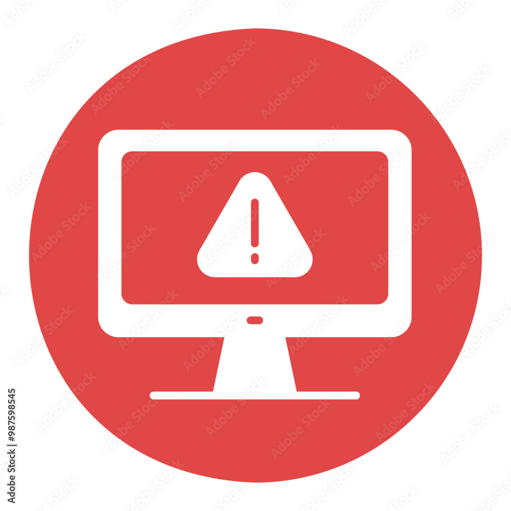 Computer warning icon. Simple digital system error Computer warning icon. Simple digital system error
