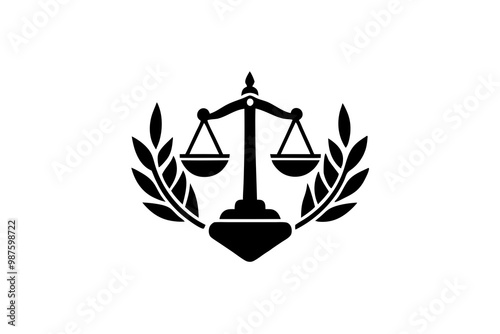 unique law firm icon logo black color simple vector art illustration photo