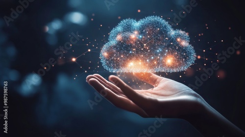 Person hand holding a virtual cloud representing how digital transformation is accelerating as businesses adopt cloud-based solutions to enhance agility and streamline operations