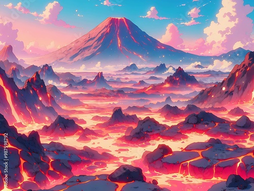 Anime vulcano background photo