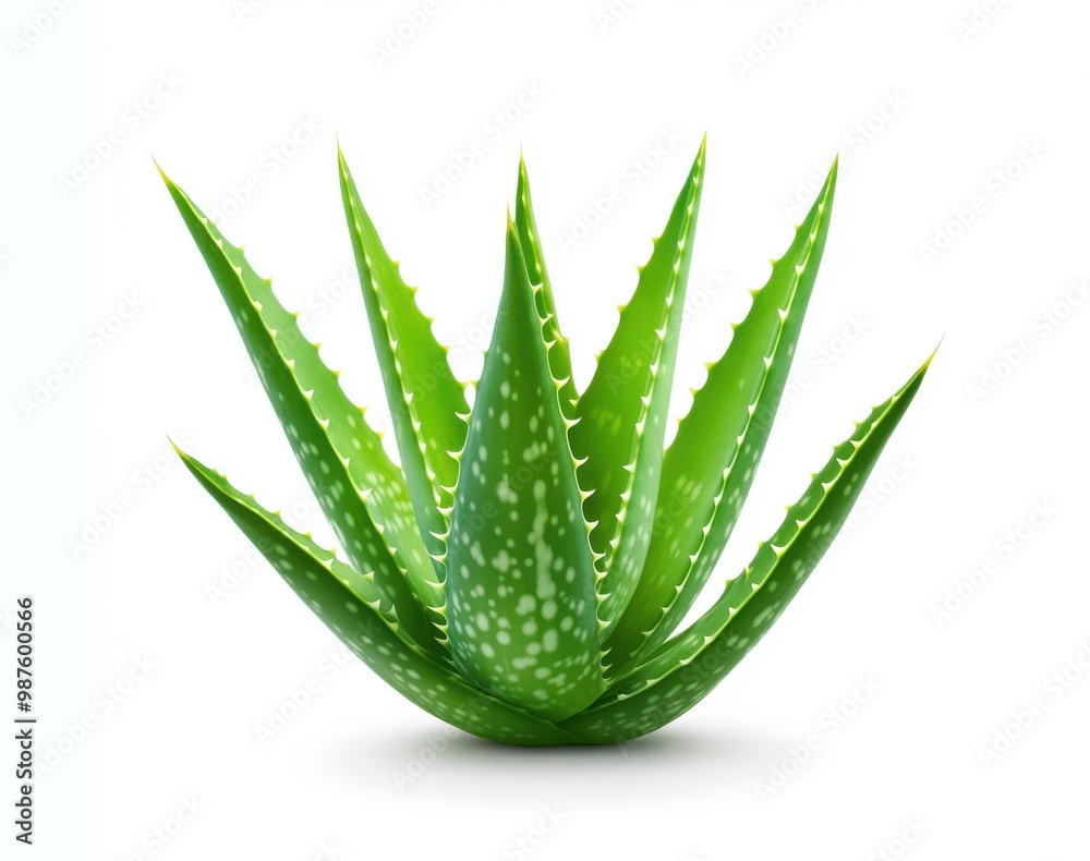 Green Aloe Vera Plant Isolated on White Background Green Aloe Vera Plant Isolated on White Background