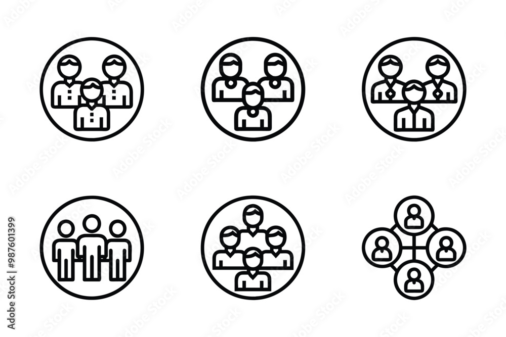 Obraz premium Vector silhouette style group icon bundle set design