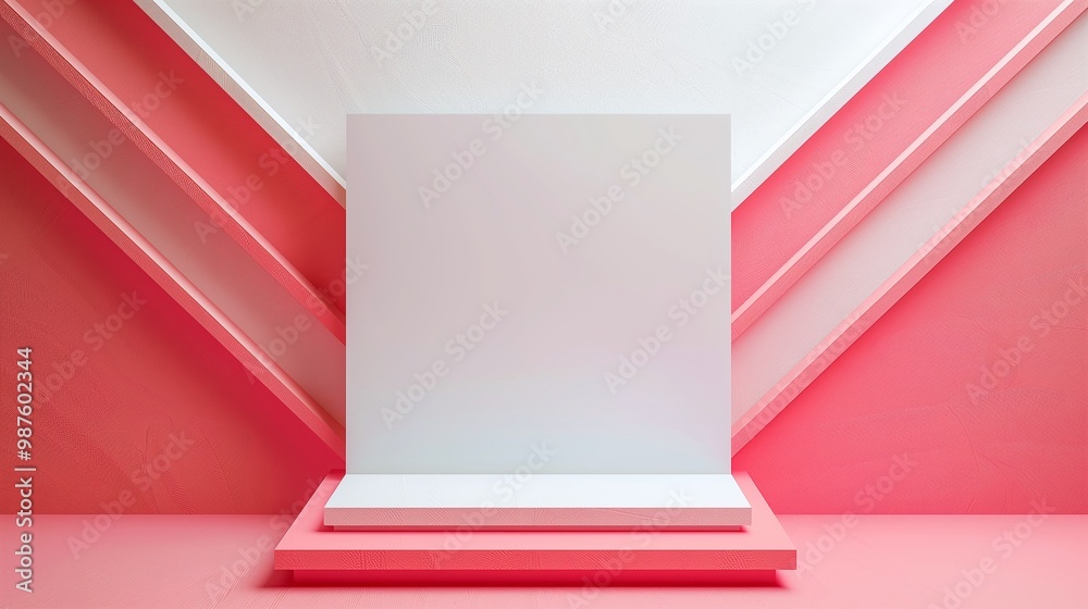 Obraz premium Pink Rectangle Podium Suitable for Feminine Product Display Featuring Geometric Backdrop