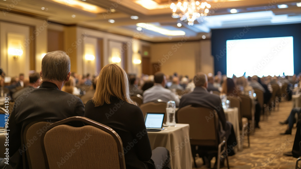 A business conference where speakers address the latest regulatory changes affecting industries A business conference where speakers address the latest regulatory changes affecting industries