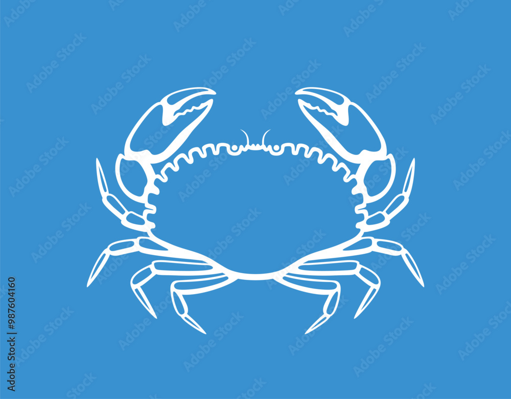 Crab logo. Isolated crab on blue background Crab logo. Isolated crab on blue background