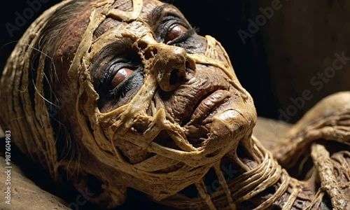 a mummy of considerable age is awakened from its long slumber