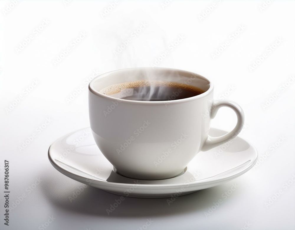 Freigestellte weiße Kaffeetasse mit aufsteigendem Dampf – Ideal für E-Commerce und Werbekampagnen Freigestellte weiße Kaffeetasse mit aufsteigendem Dampf – Ideal für E-Commerce und Werbekampagnen