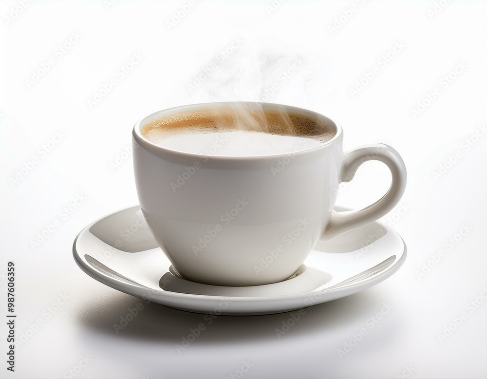 Freigestellte weiße Kaffeetasse mit aufsteigendem Dampf – Ideal für E-Commerce und Werbekampagnen Freigestellte weiße Kaffeetasse mit aufsteigendem Dampf – Ideal für E-Commerce und Werbekampagnen