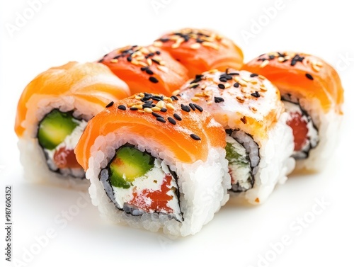 sushi on a white background