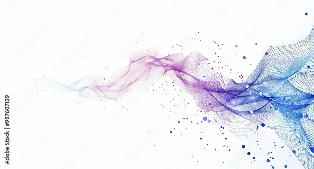 Fototapeta premium Abstract wave design with purple and blue flowing lines on a white background