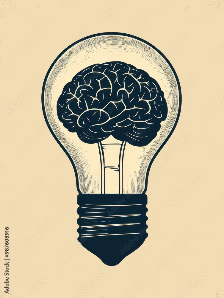 Light bulb with a brain inside of it Light bulb with a brain inside of it