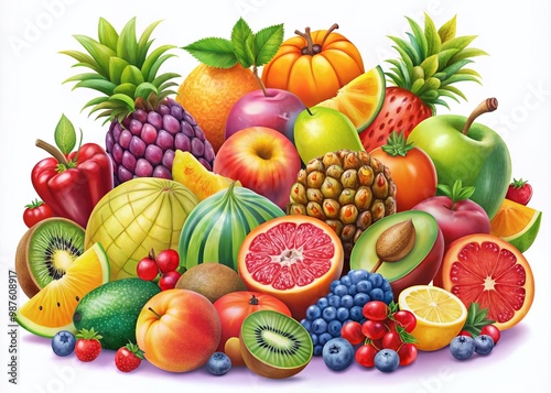 Colorful Fruit Clip Art Collection for Fresh and Vibrant Design Projects and Creative Applications