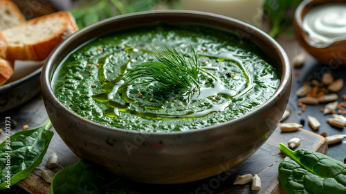 Creamy Spinach Soup with Dill Garnish A Healthy and Delicious Recipe