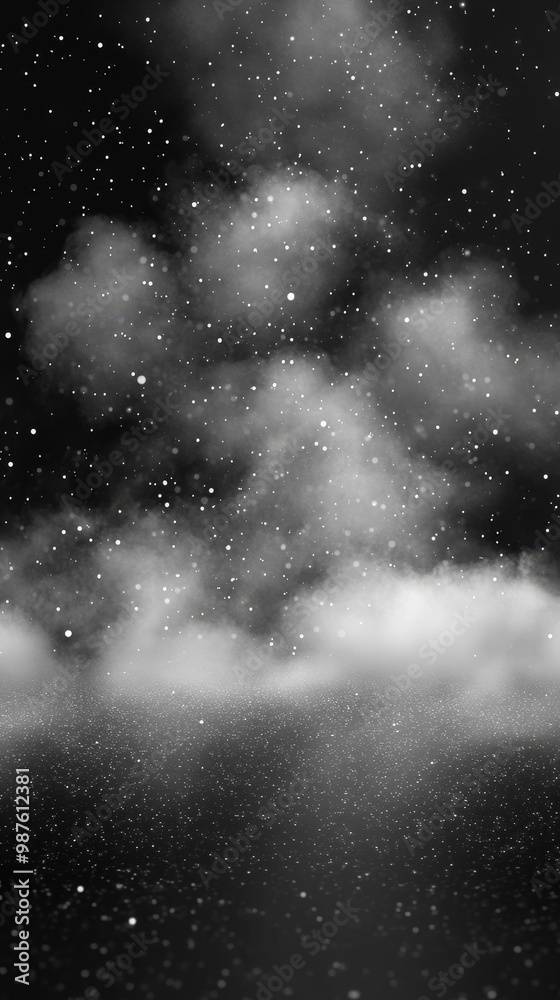 Abstract image of clouds and snowflakes creating a serene winter atmosphere. Perfect for seasonal themes and backgrounds. Abstract image of clouds and snowflakes creating a serene winter atmosphere. Perfect for seasonal themes and backgrounds.