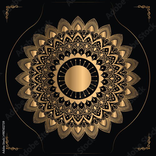 Luxury mandala design gold color Vector