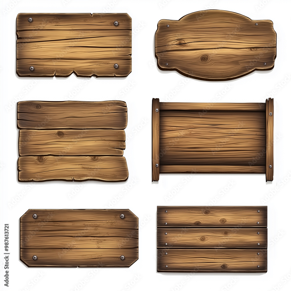 Asset of wooden sign boards, game element, Illustration Asset of wooden sign boards, game element, Illustration