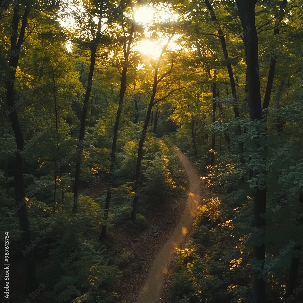 Weg in einem herbstlichen Wald, Generative AI Weg in einem herbstlichen Wald, Generative AI