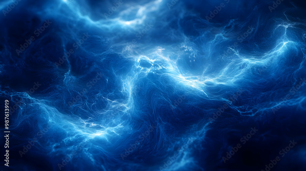 Abstract Blue Swirling Energy Background